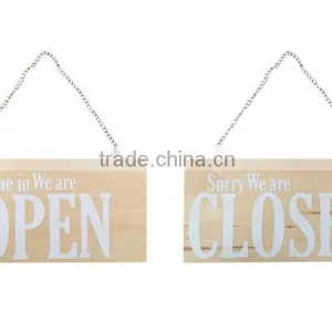 Nature Color Wooden Door Hanging Ornament With "open" Closed Words Shop's Warning Board Business Indication Sign thumbnail-1