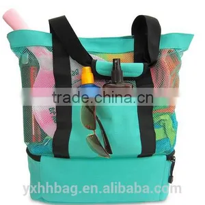 Mesh Beach Tote Bag With Insulated Picnic Cooler Beach Bag With Pockets and Zipper(YX-Z134) thumbnail-1