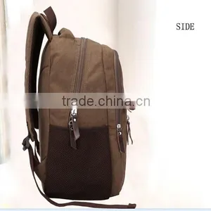 Khaki Vintage Canvas Backpack Wholesale thumbnail-3