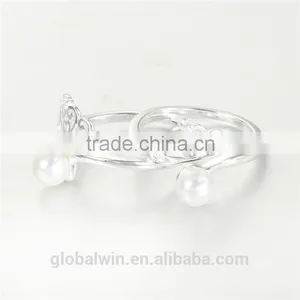 S925 Sterling Silver Princess Pearl Crown Open Rings thumbnail-4