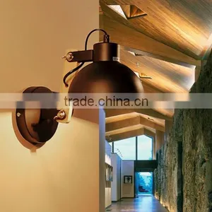 Flexible Arm Modern Black Metal And Wood Wall Lamp For Hotel Room Loft thumbnail-4