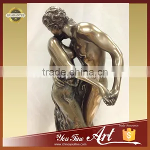 Naked Man Woman Kiss Bronze Sculpture thumbnail-5
