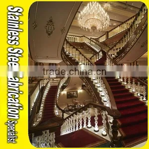 Interior Antique Bronze Carving Aluminum Handrails Integral Spiral Staircase thumbnail-4