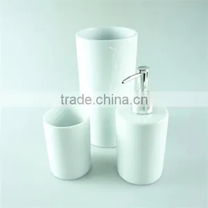 Lotion Dispenser, Toilet Brush Holder, Tumbler Accessory White Ceramic Bathroom Sanitary 3 Set thumbnail-1