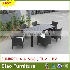 Outdoor PS Wood Top Table With 6 Chairs thumbnail-1