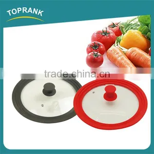 Custom Size Color Kitchen Cooking Lids Universal Silicone Edge Glass Pot Lid thumbnail-3