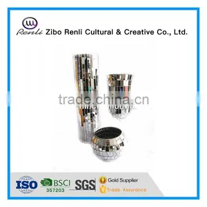 Elegant Mosaic Mirrored Gift Items Antique Art Cheap Silver Colored Glass Vases thumbnail-1