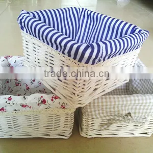 Pure Manual Rect Wicker Basket With Fabric thumbnail-1