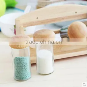 Bamboo Spice Rack Set With Glass Jar, Bamboo Spice Rack With Glass Jar, Wooden Spice Rack thumbnail-1