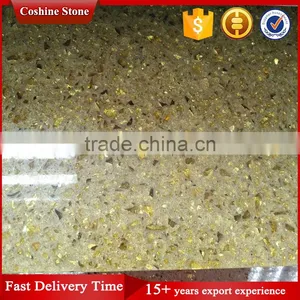 Crystal Shining Golden Artificial Quartz Stone Slab thumbnail-1