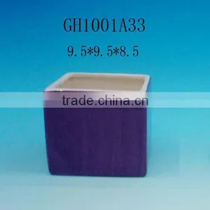 Small Square Black Ceramic Flower Pot thumbnail-1