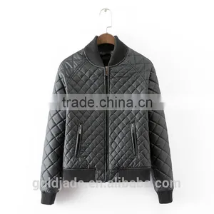 Custom Design Women Nylon Winter Bomber Jacket Custom Logo Quilted Bomber Jacket For Women thumbnail-2