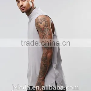 High Quality Fashion Oversized Sleeveless Turtle Neck Tee Shirt Made in China Custom Factory thumbnail-1