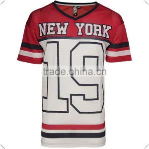 Long Style Mens Baseball T-Shirt American Football Varsity Mesh Summer Top Jersey With Sublimation Printing thumbnail-1