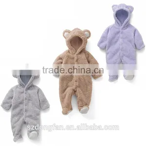 Cute Winter Warm Coral Fleece Baby Romper Cartoon Jumpsuit Overall Long Sleeve Baby Clothing Baby Carters Romper thumbnail-3