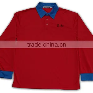 Wholesale Contrast Color Long Sleeve Polo thumbnail-4