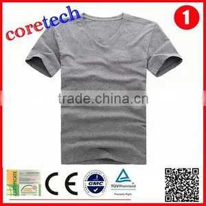 Plain Blank Mens Slim Fit V-neck T-shirt Factory thumbnail-3