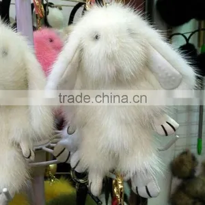 2017 Hot Selling Mink Fur Keyring/Popular Real Fur Ball Mink Fur Rabbit Shpe Keychain thumbnail-5
