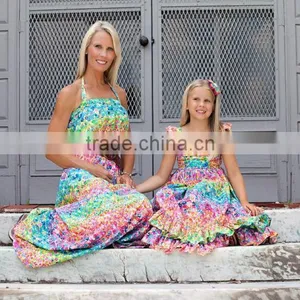 Colorful Mommy and Daughter Matching Maxi Dress Floral Print Dresses thumbnail-2