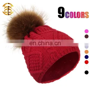 New Year Products Knit Hat With Fur Ball Colorful Girl Women Man Lovely Beanie Hat thumbnail-1