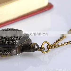 Bronze Vintage Lovely Turtle Mini Small Size Quartz Pocket Watch Women Lady Girl Necklace Pendant Chain Birthday Gifts thumbnail-4