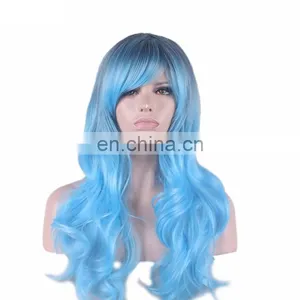 Halloween Carnival Party Sky Blue Black Root Wig for Adults thumbnail-1