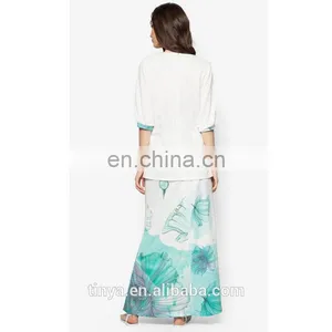 2017 Latest Fashion Print Baju Kurung Malaysia Peplum Islamic Clothing Muslim Dress thumbnail-2