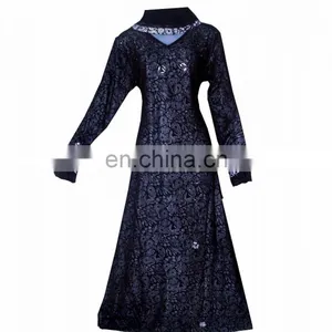 Women's Black Color Burkha With Diamond Stone Work & Printed Satin / Embroidery Work Islamic Style Burkha thumbnail-1
