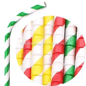Biodegradable Paper Straws - Mixed Colors Rainbow Stripe Paper Drinking Straws for Juices, Shakes, Smoothies, Party Supplies Decorations thumbnail-1