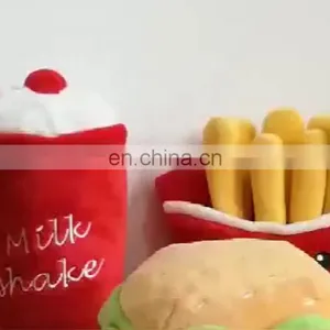 Soft Pet Squeak Chips Stuffed Plush Hamburger Dog Toy thumbnail-1
