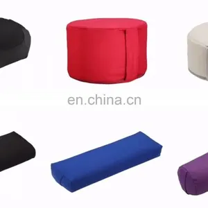 Hot Selling Wholesale High Quality ECO Memory Sponge Filling Organic Suede Cover Rectangle Yoga Pillow Bolster With Handles thumbnail-1