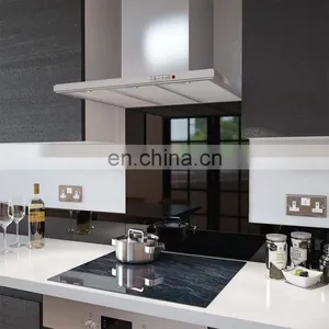 Kitchen Black Colored Tempered Painted Splashback Glass Splash Back thumbnail-3
