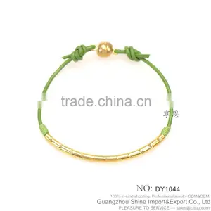 2016 Custom Design Colorful Leather Silver or Gold Plated Brass Bracelet thumbnail-2