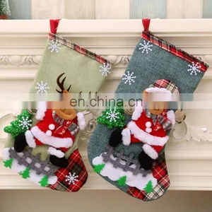 2020 Amazon Hot Sale Snowman Santa Christmas Sock Gift Bags thumbnail-4