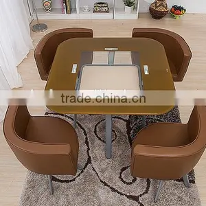 Modern Round Dining Table With Leather Chairs thumbnail-4