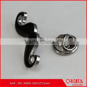 Black Epoxy With Silver Base Mustache-shaped Metal Brooch thumbnail-2
