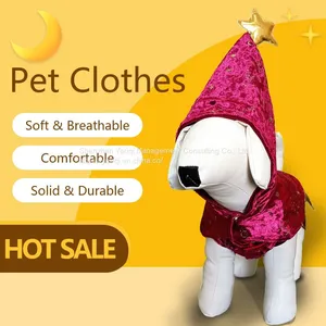 Wholesale Dog Dress Red/ Golden Star Cloak Dog Clothes/ Diamond Velvet Red Dog Clothes thumbnail-1