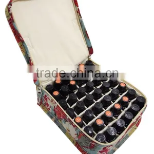 Canvas Essential Oil Case Holds 42bottles, Essential Oil Bag Red Flower on Blue,essential Oil Travel Case Bag-holds 42 Bottles thumbnail-3