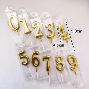 Multi-color Gold Number Candles 0-9, Wholesale Cake Decor for Birthday & Theme Parties thumbnail-2