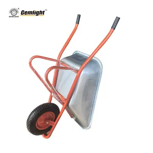 Reinforced Steel Tray Wheel Barrow With Pneumatic Wheel for African Importers OEM Bulk Order Support for Farm Construction and Garden Use thumbnail-2