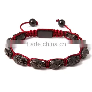 2016 Popular Upscale Rose Gold Lava Stone Buddha Stainless Steel Bracelet Costume Jewellery Match Colorful Cord thumbnail-3