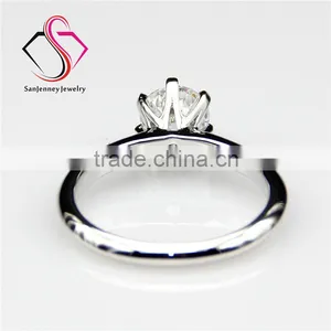 Round Cut Moissanite 6 Prong Solitaire 1 Carat 6.5mm Center 14k White Yellow Gold Diamond Engagement Ring thumbnail-2