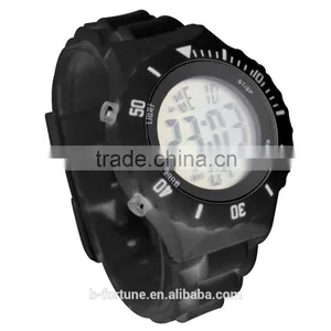 LP1364 Cool Black Color Rotating Bezel Plastic Chronograph Digital Watch thumbnail-4