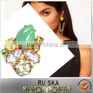 Shourouk Style Golden Color Transparent Crystal Ring thumbnail-1