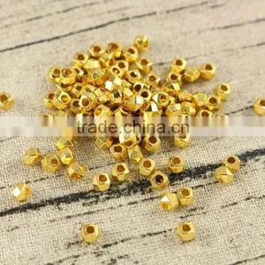 JS1225 Tiny Mini 4mm Gold Metal Faceted Cube Nugget Beads,4mm Square Cube Spacer Beads Quality Choice thumbnail-1
