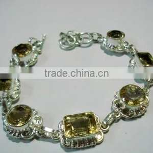 Faceted Citrine Gem Metal Bracelets thumbnail-1