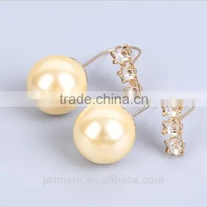 New Pentagram Temperament Hook Natural Pearl Zircon Stud Earrings thumbnail-6