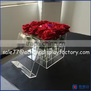 Square Acrylic Box for Flower Packing, Newest Design Cube Box, Custom Made Clear Acrylic Quality Choice thumbnail-1