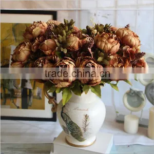 High Quality Artificial Flowers Vintage Peony Silk Flower Single Artificial Peony Wedding Flowers thumbnail-1