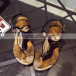 2016 Wholesale Snake Winding Diamond Thong Strap Flat Roman Sandals thumbnail-1